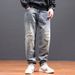 Trendy Brand Jeans Men's Loose Straight Autumn Hole Patch Beggar Trousers Men's Casual Personality Trendy Men's Trousers_mkmklike.com