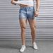 Trendy Distressed Denim Shorts For Women - High Waisted Light Blue Ripped Jeans Shorts With Stretch - Casual Summer Streetwear (S, M, L, Xl, 2xl)_mkmklike.com