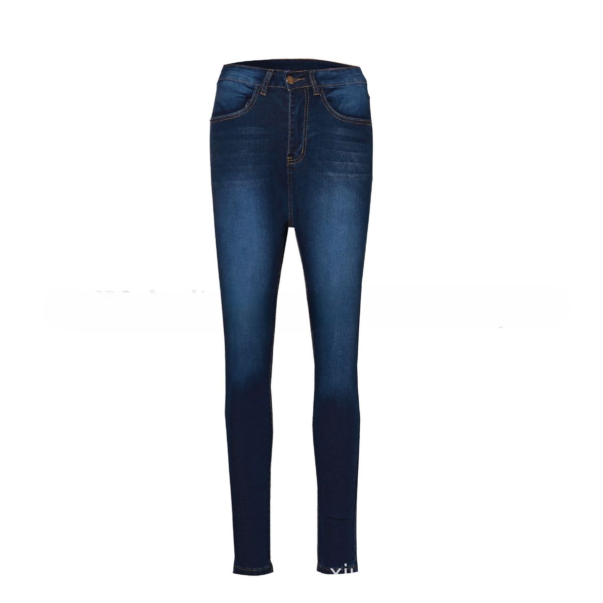 K Fashionable High Waisted Elastic Hip Lifting Denim Leggings_mkmklike.com