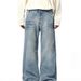 Lightning Crack Wash Jeans – Vintage High-Street Denim With Button Fly (Men’s, Blue, Straight Fit)_mkmklike.com