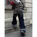 Men's Camouflage Patchwork Ripped Jeans Loose Straight Leg Slightly Flared Floor Length Trousers Autumn Street Style_mkmklike.com