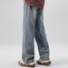 Men's Vintage Loose Fit Straight Leg Jeans – Retro Washed Denim Pants For Casual Streetwear (Blue/Black)_mkmklike.com