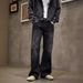 Men's Retro High Street Flared Jeans - Classic Black Straight-Leg Denim Pants For Casual Wear (Sizes 28-36)_mkmklike.com
