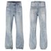Vintage Washed Light Blue Bowie Jeans For Men – Cleanfit High Street Slim Straight Bootcut Denim Pants_mkmklike.com