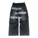 Popular Men's And Women's Faux Leather Jeans Wide Letter 3D Print Retro Hip Hop Style Trending_mkmklike.com