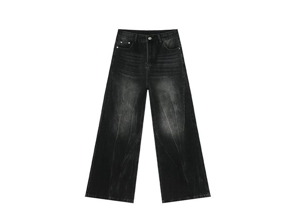 EF JEANS | 2025 Spring New American Washed Lightning Pattern Retro Straight Wide Leg Jeans Loose_mkmklike.com