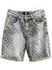 Men's Trendy High Street Jacquard Ripped Denim Shorts Design Niche Loose Straight Retro Five Point Summer Pants_mkmklike.com