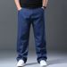 Men's Relaxed Fit Stretch Denim Jeans Classic Straight Leg Comfortable Oversized Trousers for Everyday Casual Wear_mkmklike.com