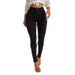 Women's Fleece Lined Skinny Jeans mid Rise Slim Fit Stretch Black Spring Autumn New Style_mkmklike.com