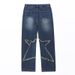 European And American New Denim Jeans Men, Loose Fit For Young Studen, Spliced Korean Personalized Multifunctional_mkmklike.com