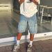Men's Loose Fit Denim Shorts European American Street Fashion INS Hot Workwear Item_mkmklike.com