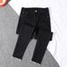 Women's Black High-waisted Slim-fit Fleece-lined Jeans, 2025 New Winter Thin Fleece Skinny Pencil Pants_mkmklike.com