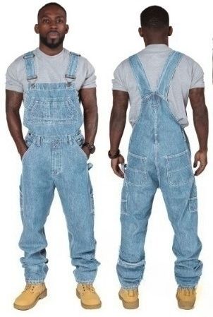 Wish Fashion Men's Suspender Denim Jumpsuit Ripped Jeans Trousers_mkmklike.com