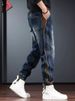 Patchwork Cargo Pants for Men Loose Casual Jogger Jeans Heavyweight American Style Trendy Handsome Autumn_mkmklike.com