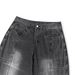 Vintage Washed Denim Pants For Men - Relaxed Wide Leg, Distressed Gray, Mid-Rise Zip Fly For Retro Street Style_mkmklike.com