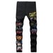 Cross-Border Trendy Clothing European Station Black Jeans Stretch Slim Fit Ripped Skinny Pants Men's Summer Thin Style_mkmklike.com