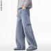 Men's Oversized Straight-Leg Jeans – Vintage Washed Denim Pants With Multi-Pocket & Streetwear Design_mkmklike.com