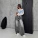 Women's High-Waisted Straight-Leg Jeans – Distressed Washed Denim Pants For Effortless Streetwear Style_mkmklike.com