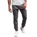 Men's Side Zipper Pocket Trim Casual Trousers Slim Fit Men's Casual Solid Color Trousers_mkmklike.com