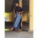 Women's Color Block Wide Leg Cropped Jeans Street Style Elastic Drawstring Pleated 2026 New Style Cross Border Independent Website_mkmklike.com