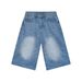 Women's American Retro Distressed Blue Cropped Jeans Summer Thin Loose Fit Mid-Length Over The Knee Wide Leg Shorts_mkmklike.com