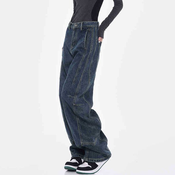 American High Street Design Curved Knife Jeans Women 2025 Spring And Autumn Loose Wide Leg Banana Sickle Pants For Men_mkmklike.com