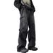 Men's Western Hip Hop Gradient Pleated Pants High-End Feel American Vibe Trendy Jeans_mkmklike.com