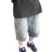 Vintage Washed Denim Shorts For Men – Retro Loose-Fit High-Waisted Carpenter Shorts (Blue, S-3xl)_mkmklike.com