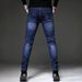Men's Clothing Slim Fit Stretch Jeans – Classic Blue Washed Denim With Streetwear Edge_mkmklike.com