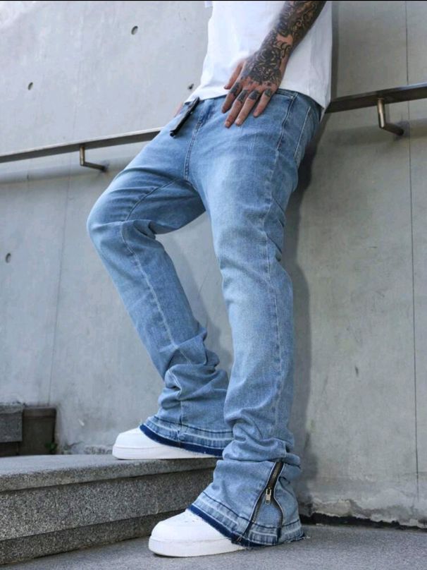 Men's Clothing Jeans 2026 American Spring/Summer Style Whiskered Loose Flare Wide Leg Straight Leg Jeans_mkmklike.com