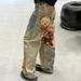 ELLE Correct Version AC2025 Autumn Winter Niche Design Sense Bear Stereoscopic Print Loose Straight Jeans For Women_mkmklike.com