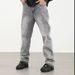 Men's Light Gray Washed Denim Jeans Relaxed Straight Leg Distressed Hem Midweight Cotton High Street Fashion Summer Pants_mkmklike.com
