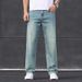 Hr2025 New Jeans Loose Thin Trendy Korean Edition Casual Straight Stretch Denim Men's Pants_mkmklike.com