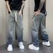 Distressed Slim-Fit Jeans For Men - Vintage High-Stretch Denim Pants With Cuffed Hem (Blue & Black Washes)_mkmklike.com