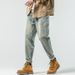 Jeans Men's Trousers Elastic Small Feet Retro Washed Scratch Craft Middle Waist Retro Blue_mkmklike.com