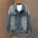 American Washed Denim Jacket Men's New Spring And Autumn Retro Yellow Denim Jacket Men's Foreign Trade Denim Top Men's_mkmklike.com