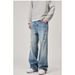 Vintage Washed Ripped Jeans – Cleanfit Straight Leg Denim (Relaxed Drop-Crotch, Summer Breathable Polyester, Unisex Streetwear)_mkmklike.com