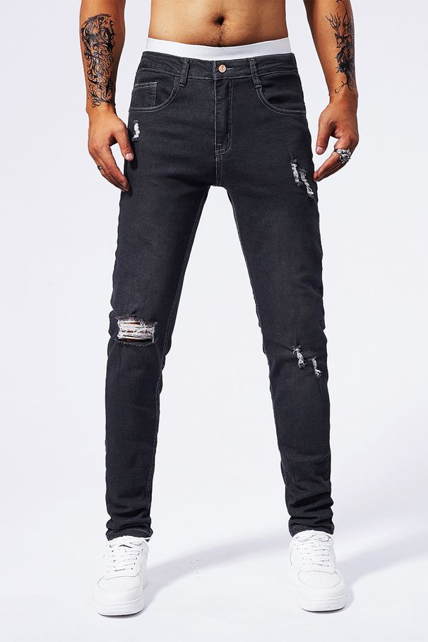 Men's Clothing Ready Made Jeans, Men's Basic Style, Ripped Small Straight Tube, Multi Color Matching, Xintang Denim Capital Cross Border Jeans_mkmklike.com