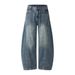 American Style Scimitar Jeans Men's High Street Trend Distressed Washed Casual Loose Fit Wide Leg Pants_mkmklike.com