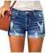 Women's High-Waisted Stretch Ripped Denim Shorts Casual Relaxed Everyday Wear Comfortable Feshion_mkmklike.com
