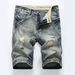 Men's Ripped Denim Shorts Summer Cotton Light Color Suitable For Slim Fit Mid Pants Versatile Retro Men's Jeans_mkmklike.com