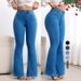 European American Style Women's Stretch Slim Fit Flared Jeans High Waist Hip Lifting Slightly Flared Pants_mkmklike.com
