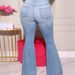 Light Blue Plus Size Stretch Ripped Jeans Wide Leg Flare Denim For Women Regular Thickness Solid Color England Style Fashion_mkmklike.com