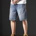 American Style Denim Shorts For Men In Summer, Ripped Brand Shorts, Casual Mid Length Trendy Cool Cropped Pants, And_mkmklike.com