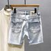 Men's Clothing Ripped Denim Shorts Men's Straight Fashion Brand Trendy Loose Mid Length Pants Summer Ins Version Casual Five Point Pants_mkmklike.com