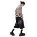 Unisex Retro Washed Distressed Black Cropped Jeans Summer Casual Wide Leg Over The Knee Pants Unisex_mkmklike.com