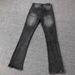Men's Stretch High-Waisted Flared Jeans - Textured Wave Wash In Black/Grey With Slimming Straight-to-Bootcut Silhouette_mkmklike.com
