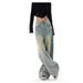 Retro Yellow Mud Straight Leg Jeans High Waist Loose Design Floor Length Wide Leg Pants for Women Summer 2026 New American Style_mkmklike.com