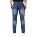 Men's Straight Leg Ripped Jeans Midweight Distressed Denim Trousers Stylish Cycling Street Chic Blue Non-Stretch Cycling Pants_mkmklike.com