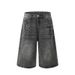 American Retro Street Washed Lightning Pattern Seven-point Jeans Men's And Women's Summer Loose Wide-leg Straight Casual Shorts_mkmklike.com